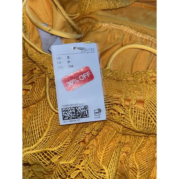 H&M Mustard Yellow Floral Lace Dress Women's Size Small NEW NWT - Picture 13 of 13